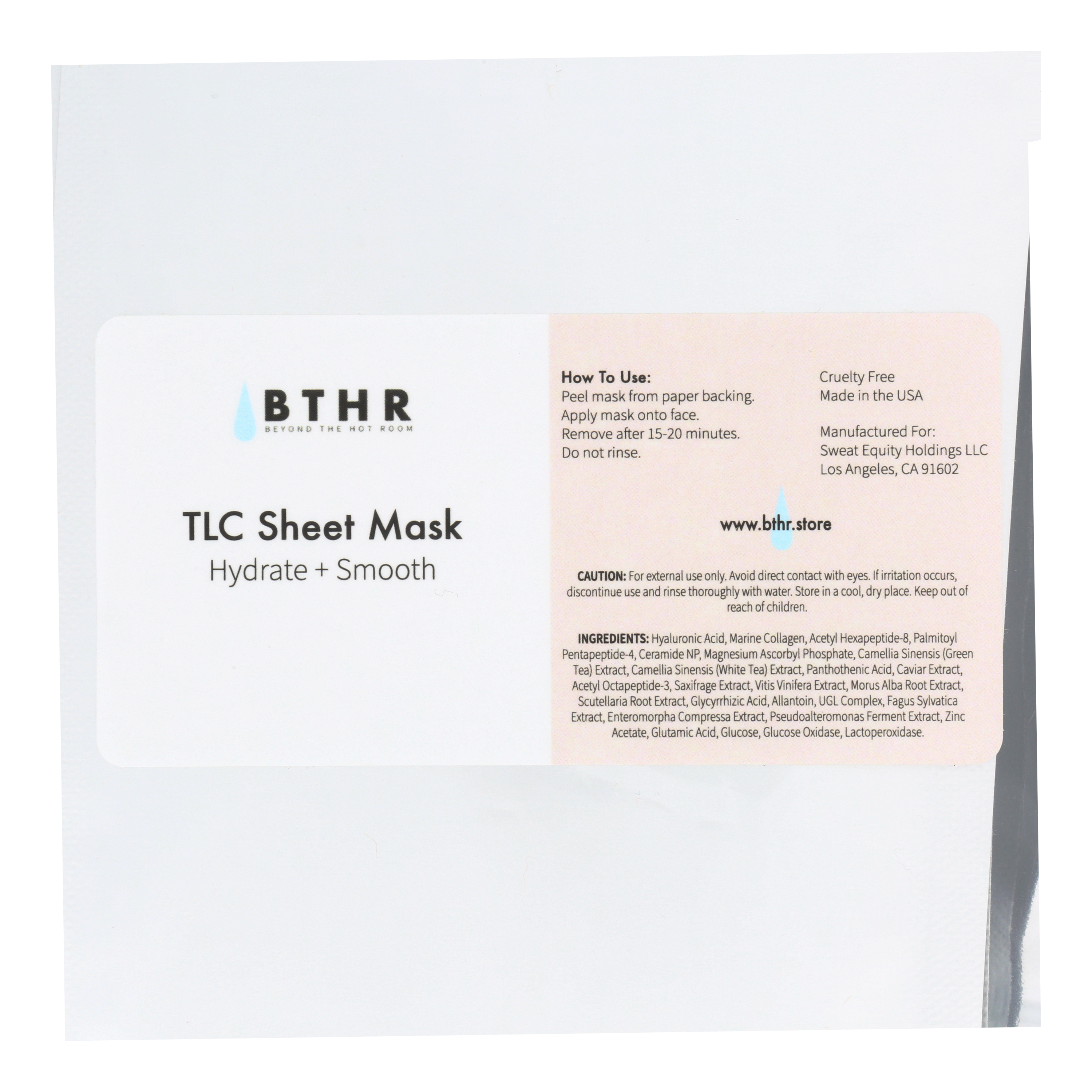 BTHR TLC Sheet Mask - Premium Health & Beauty from Beyond the Hot Room - Just $30! Shop now at Beyond the Hot Room
